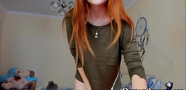  Cute Busty Ginger Teen Shows Off Her Pale Tits